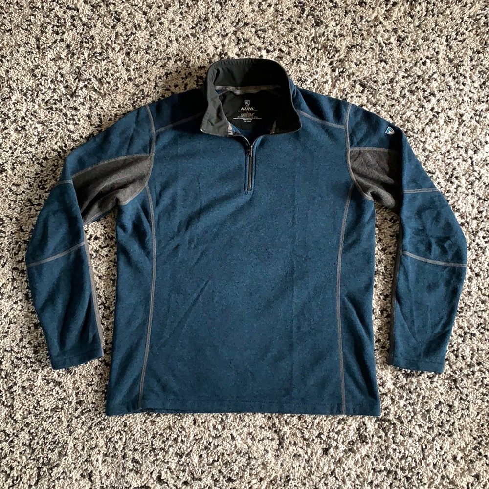 KUHL Kashmira Blue Grey 1/4 Zip Pullover Fleece Size Large